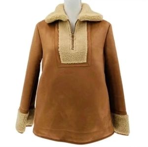 🆕️ Tuckernuck Women’s Stella Shearling Faux Suede Jacket Coat Camel-Tan Bro…